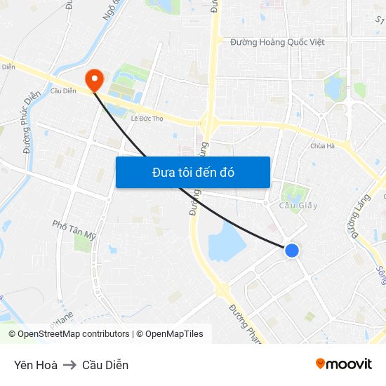 Yên Hoà to Cầu Diễn map