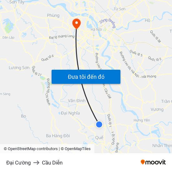 Đại Cường to Cầu Diễn map