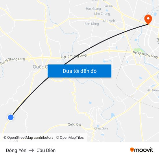 Đông Yên to Cầu Diễn map