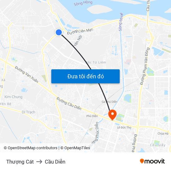 Thượng Cát to Cầu Diễn map