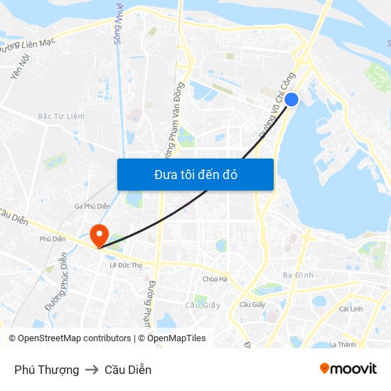 Phú Thượng to Cầu Diễn map