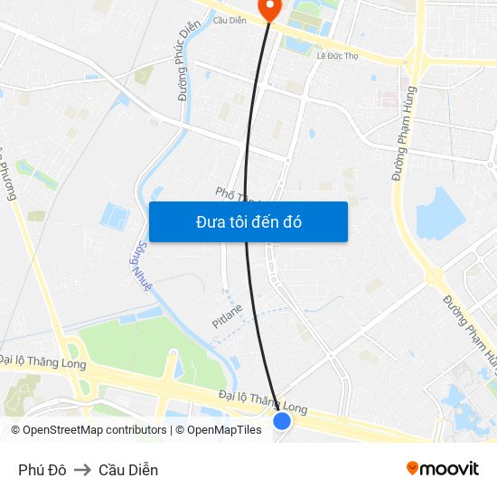 Phú Đô to Cầu Diễn map