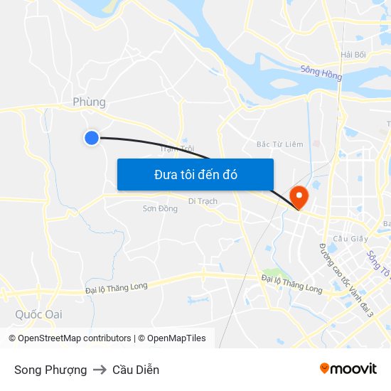 Song Phượng to Cầu Diễn map