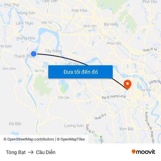 Tòng Bạt to Cầu Diễn map