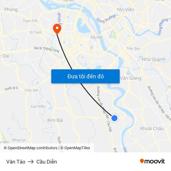 Vân Tảo to Cầu Diễn map