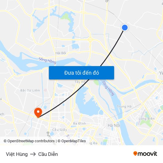Việt Hùng to Cầu Diễn map