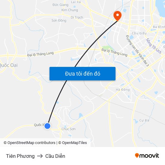 Tiên Phương to Cầu Diễn map