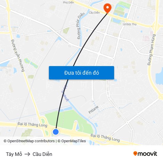 Tây Mỗ to Cầu Diễn map