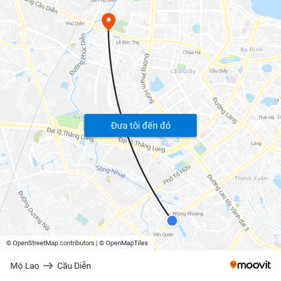 Mộ Lao to Cầu Diễn map