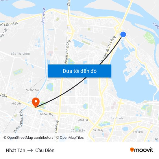 Nhật Tân to Cầu Diễn map