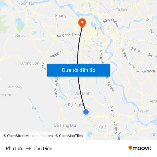 Phù Lưu to Cầu Diễn map