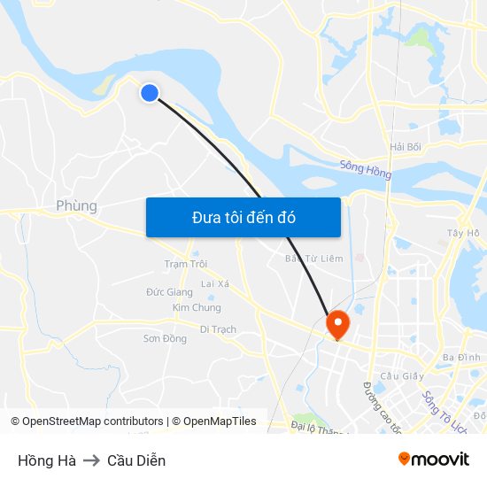 Hồng Hà to Cầu Diễn map