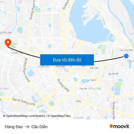 Hàng Đào to Cầu Diễn map