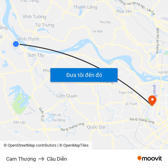 Cam Thượng to Cầu Diễn map