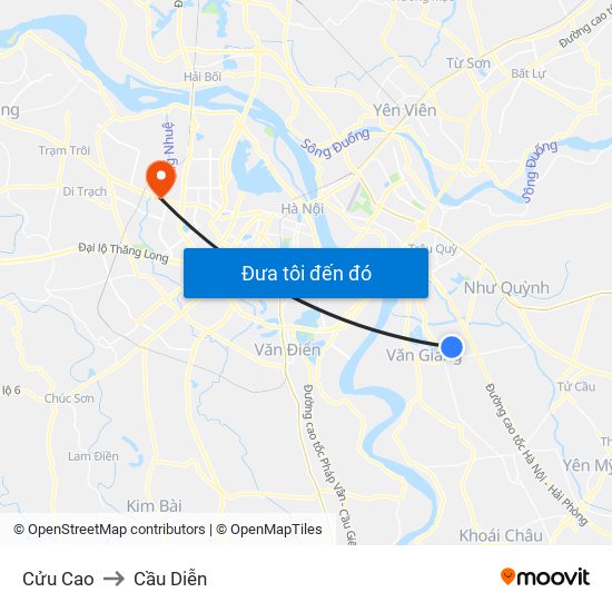 Cửu Cao to Cầu Diễn map