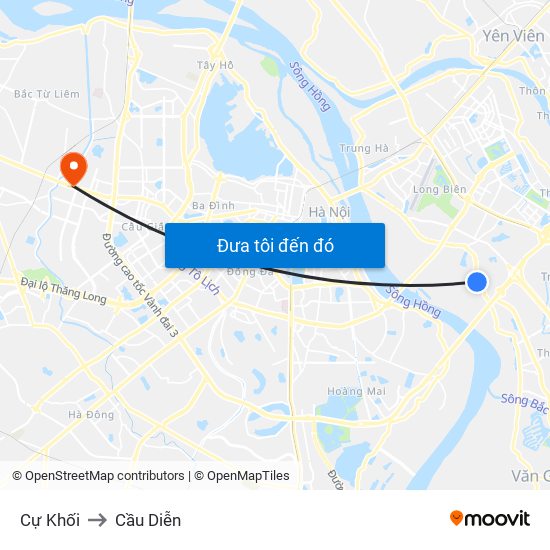 Cự Khối to Cầu Diễn map