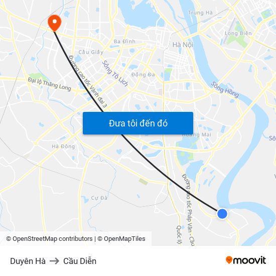 Duyên Hà to Cầu Diễn map