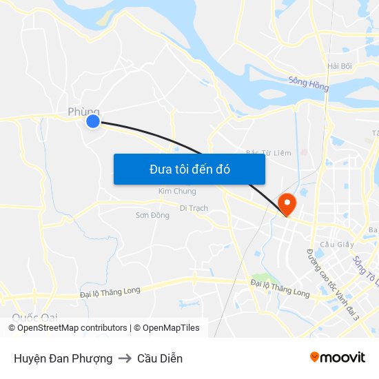 Huyện Đan Phượng to Cầu Diễn map