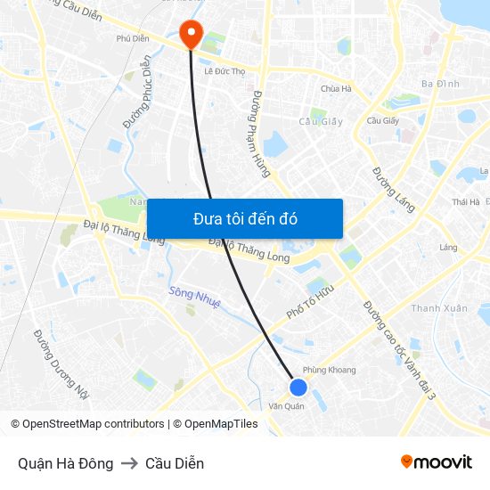 Quận Hà Đông to Cầu Diễn map