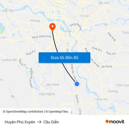 Huyện Phú Xuyên to Cầu Diễn map