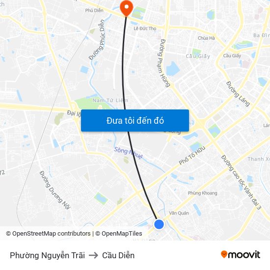 Phường Nguyễn Trãi to Cầu Diễn map