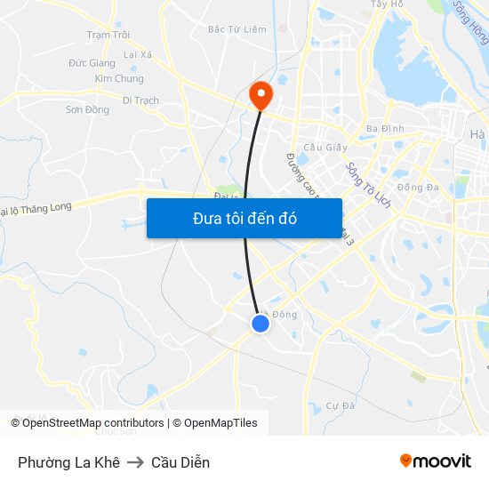 Phường La Khê to Cầu Diễn map