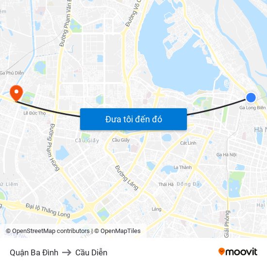 Quận Ba Đình to Cầu Diễn map