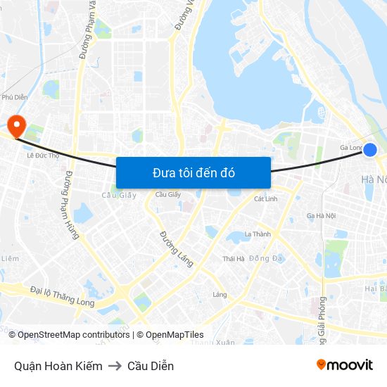 Quận Hoàn Kiếm to Cầu Diễn map