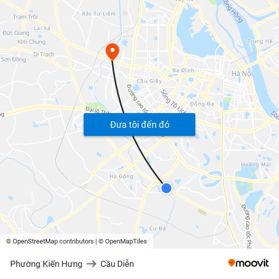 Phường Kiến Hưng to Cầu Diễn map