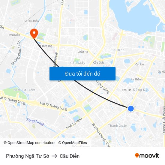 Phường Ngã Tư Sở to Cầu Diễn map