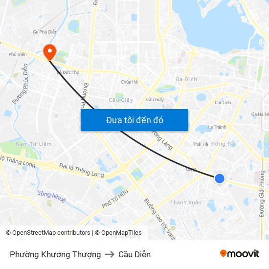 Phường Khương Thượng to Cầu Diễn map