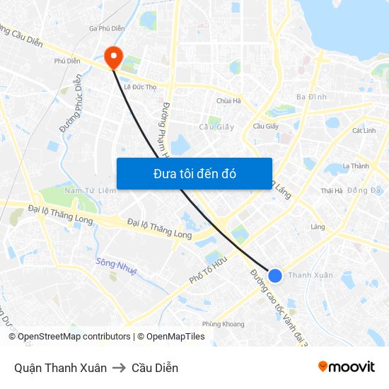 Quận Thanh Xuân to Cầu Diễn map