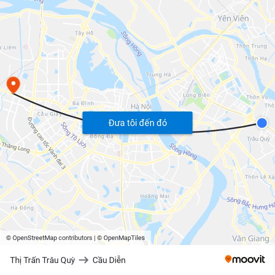 Thị Trấn Trâu Quỳ to Cầu Diễn map