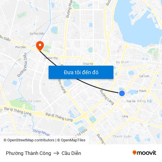 Phường Thành Công to Cầu Diễn map