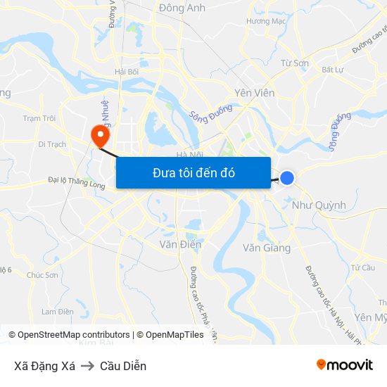 Xã Đặng Xá to Cầu Diễn map