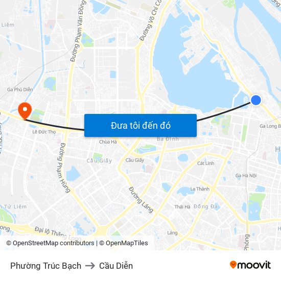 Phường Trúc Bạch to Cầu Diễn map