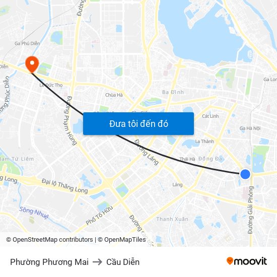 Phường Phương Mai to Cầu Diễn map