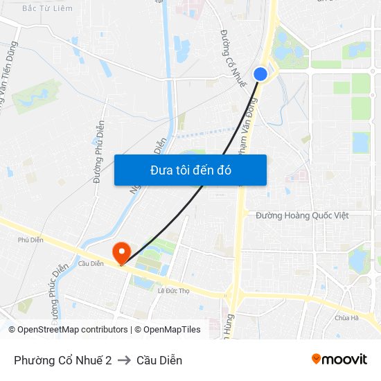 Phường Cổ Nhuế 2 to Cầu Diễn map