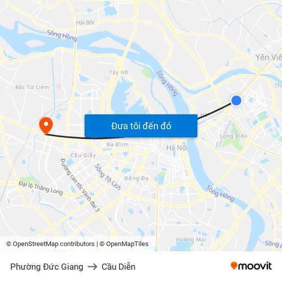 Phường Đức Giang to Cầu Diễn map