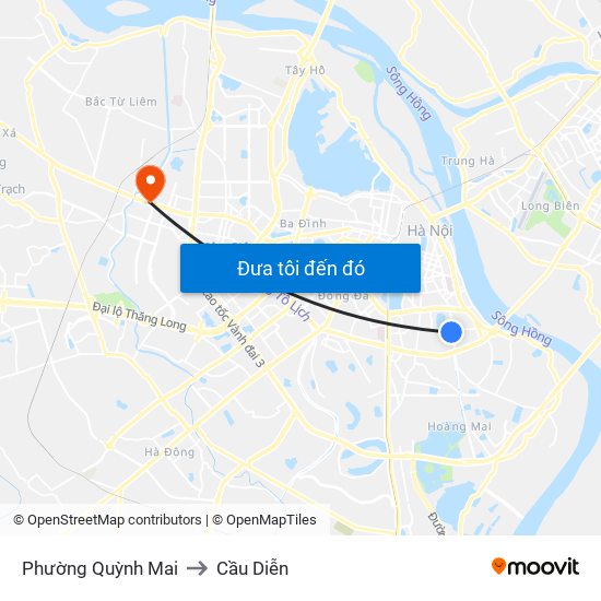 Phường Quỳnh Mai to Cầu Diễn map