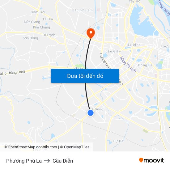 Phường Phú La to Cầu Diễn map