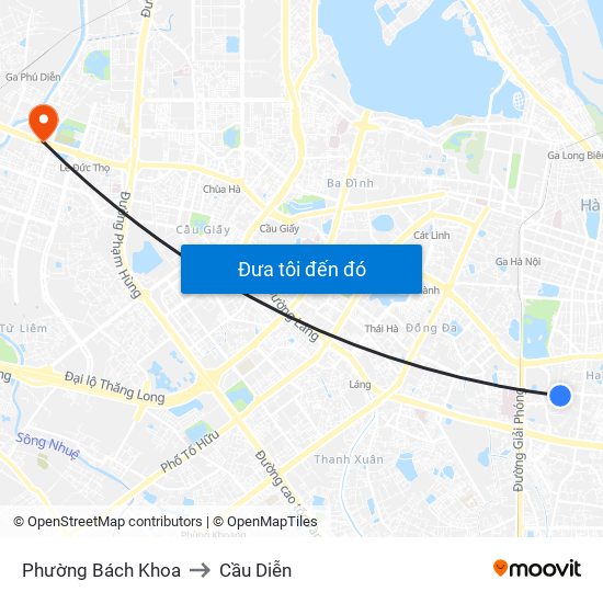 Phường Bách Khoa to Cầu Diễn map