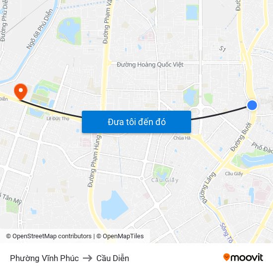 Phường Vĩnh Phúc to Cầu Diễn map