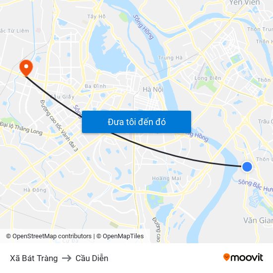 Xã Bát Tràng to Cầu Diễn map