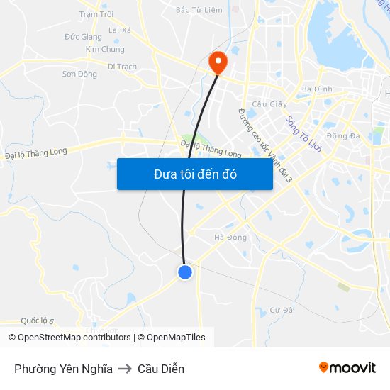 Phường Yên Nghĩa to Cầu Diễn map