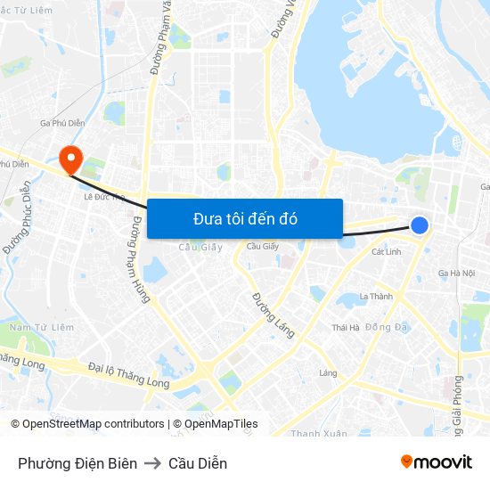 Phường Điện Biên to Cầu Diễn map