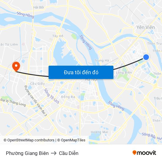Phường Giang Biên to Cầu Diễn map