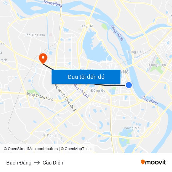 Bạch Đằng to Cầu Diễn map