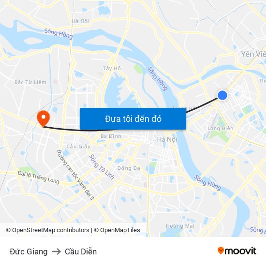 Đức Giang to Cầu Diễn map