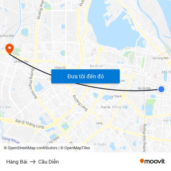 Hàng Bài to Cầu Diễn map